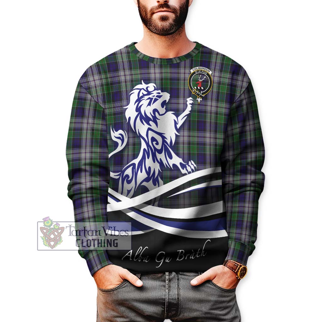 Tartan Vibes Clothing Colquhoun Dress Tartan Sweatshirt with Alba Gu Brath Regal Lion Emblem