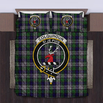 Colquhoun Dress Tartan Quilt Bed Set with Family Crest