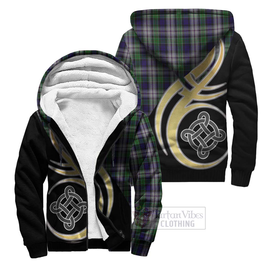 Colquhoun Dress Tartan Sherpa Hoodie with Family Crest and Celtic Symbol Style Unisex S - Tartan Vibes Clothing