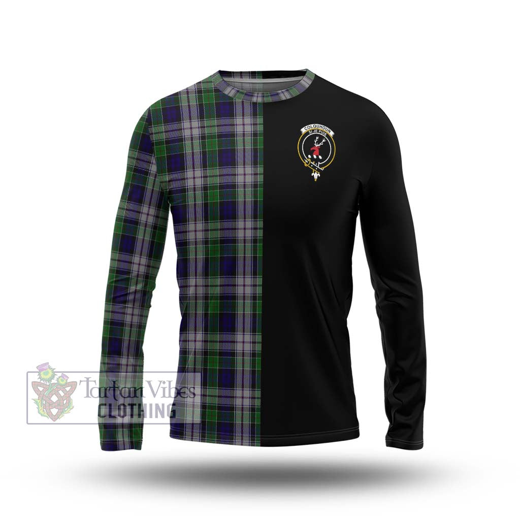 Tartan Vibes Clothing Colquhoun Dress Tartan Long Sleeve T-Shirt with Family Crest and Half Of Me Style