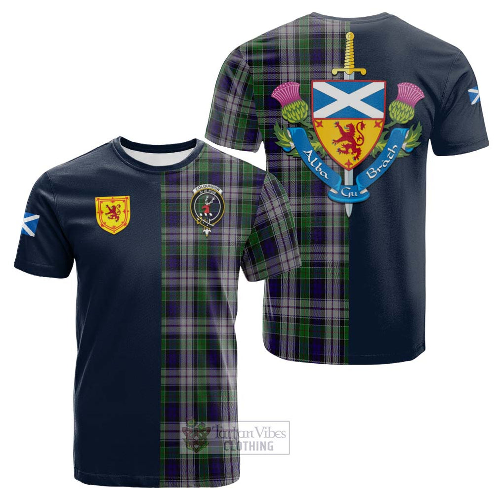 Tartan Vibes Clothing Colquhoun Dress Tartan Cotton T-shirt with Scottish Lion Royal Arm Half Style