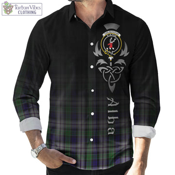 Colquhoun Dress Tartan Long Sleeve Button Up Featuring Alba Gu Brath Family Crest Celtic Inspired