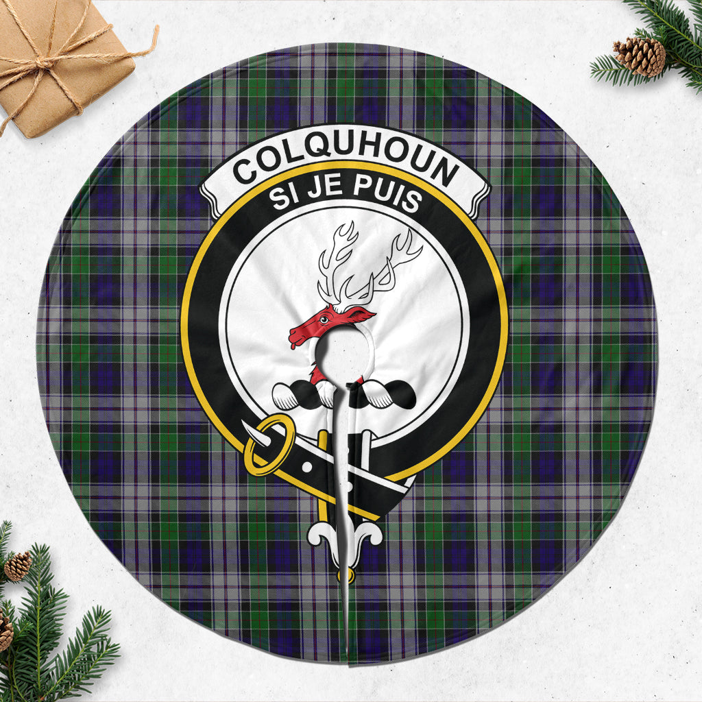 Colquhoun Dress Tartan Christmas Tree Skirt with Family Crest - Tartanvibesclothing