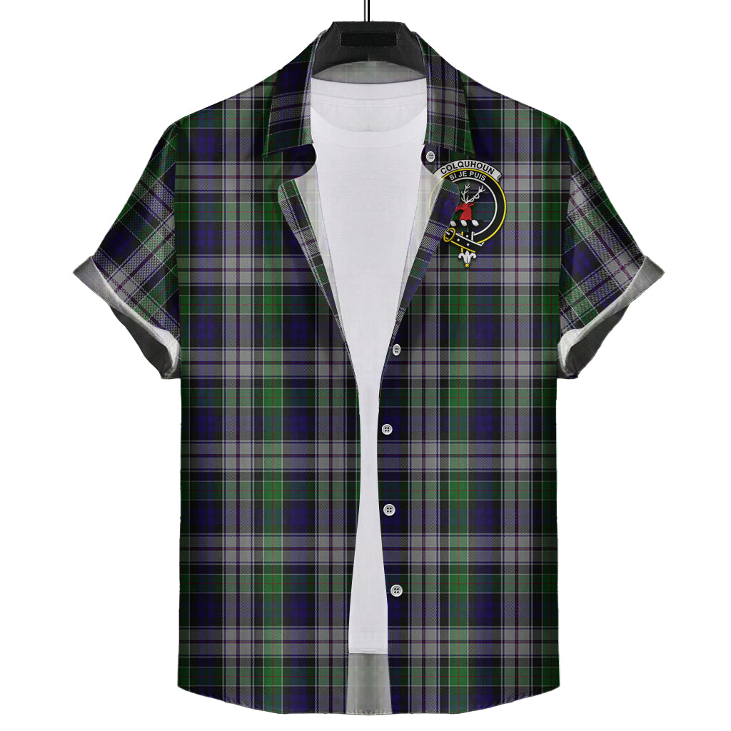 colquhoun-dress-tartan-short-sleeve-button-down-shirt-with-family-crest