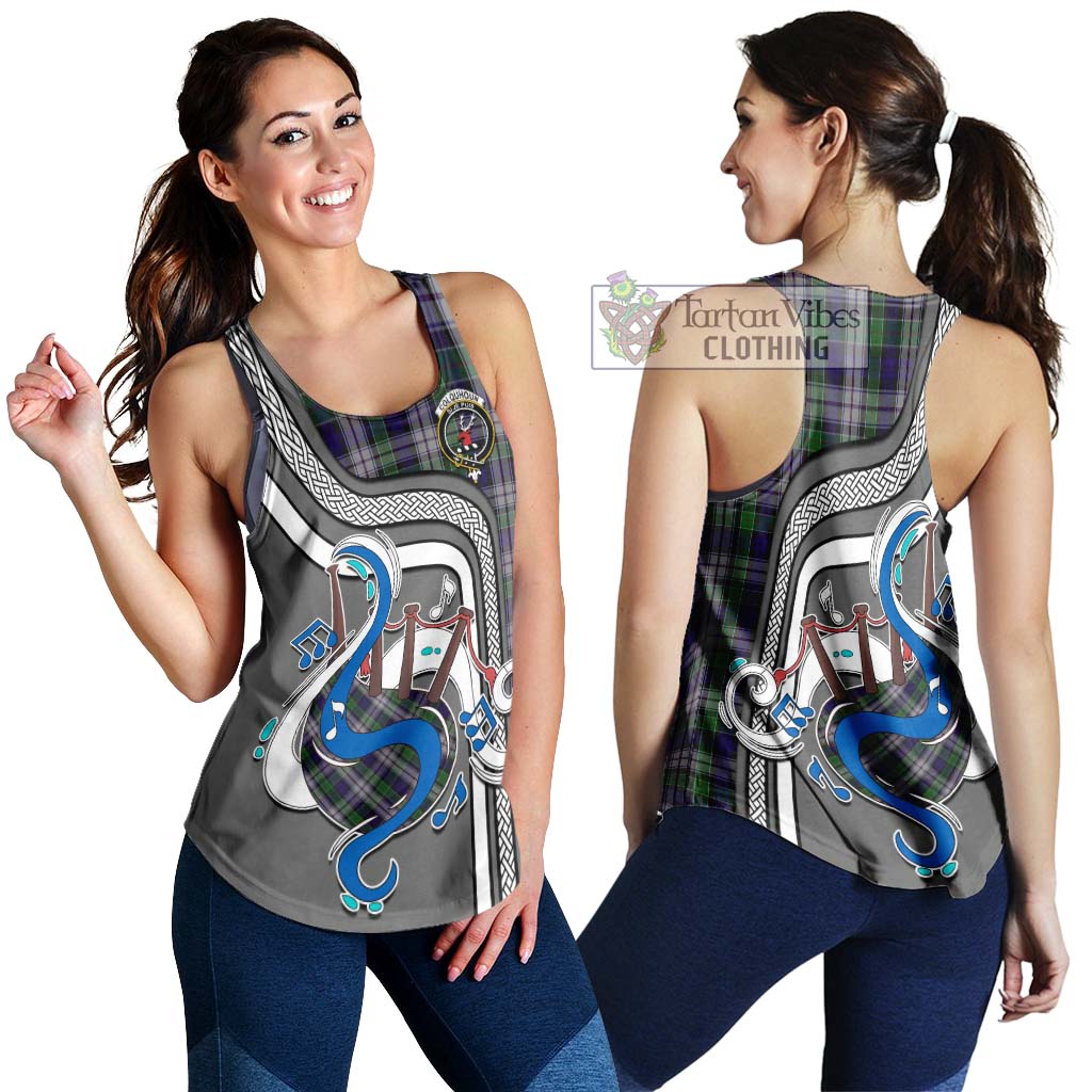 Tartan Vibes Clothing Colquhoun Dress Tartan Women's Racerback Tanks with Epic Bagpipe Style