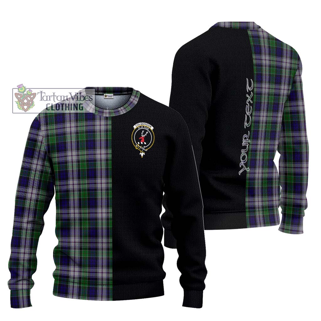 Tartan Vibes Clothing Colquhoun Dress Tartan Knitted Sweater with Family Crest and Half Of Me Style