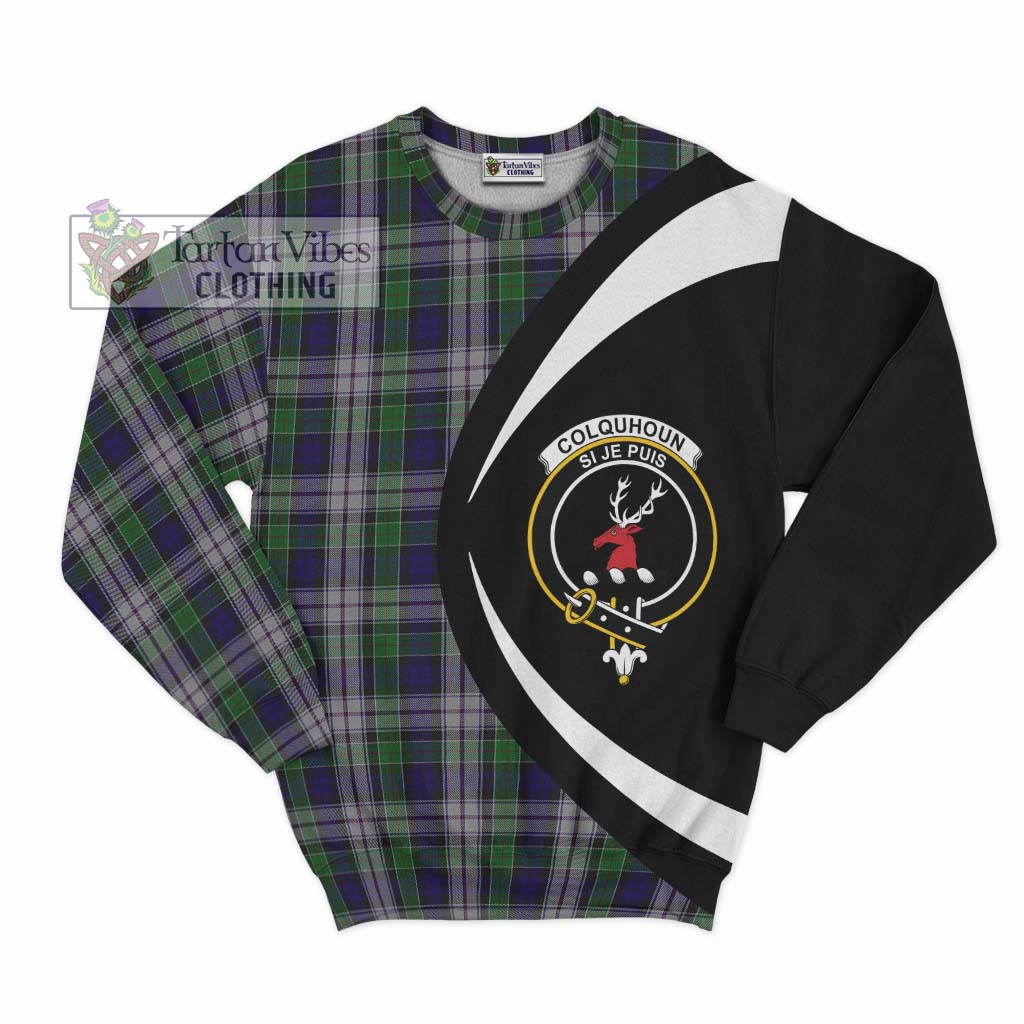 Colquhoun Dress Tartan Sweatshirt with Family Crest Circle Style Unisex - Tartan Vibes Clothing