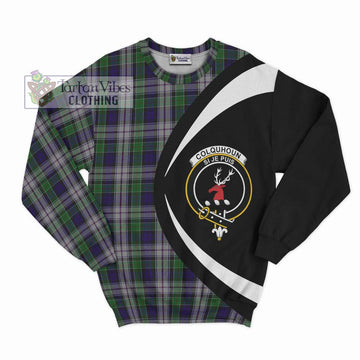 Colquhoun Dress Tartan Sweatshirt with Family Crest Circle Style