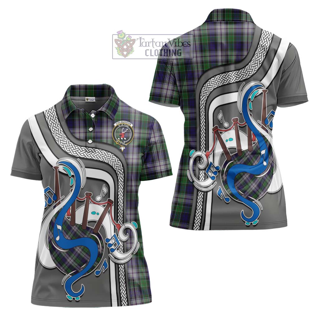 Tartan Vibes Clothing Colquhoun Dress Tartan Women's Polo Shirt with Epic Bagpipe Style