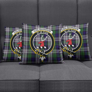 Colquhoun Dress Tartan Pillow Cover with Family Crest