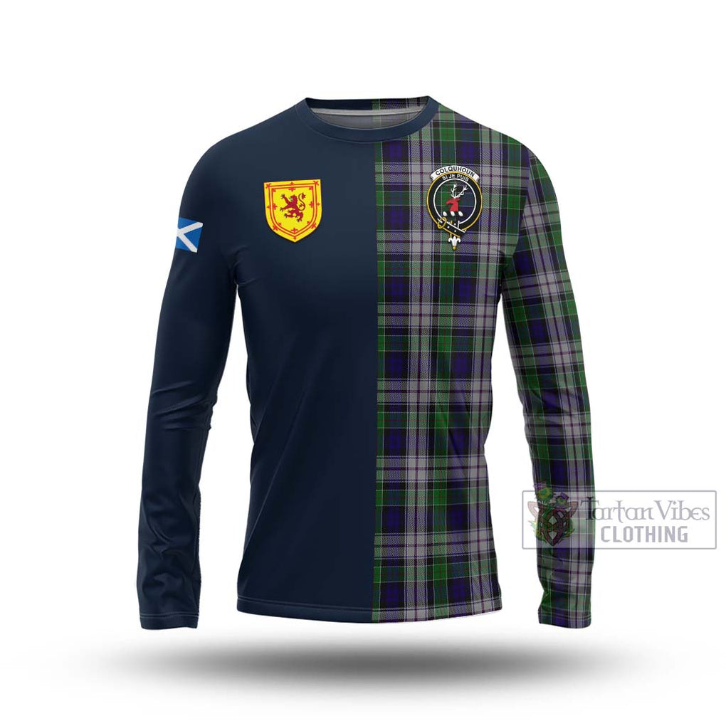 Tartan Vibes Clothing Colquhoun Dress Tartan Long Sleeve T-Shirt with Scottish Lion Royal Arm Half Style