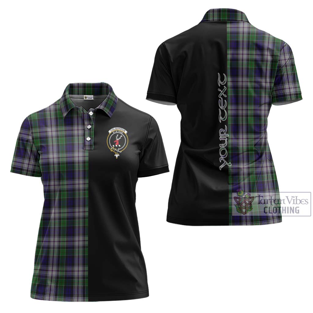 Tartan Vibes Clothing Colquhoun Dress Tartan Women's Polo Shirt with Family Crest and Half Of Me Style