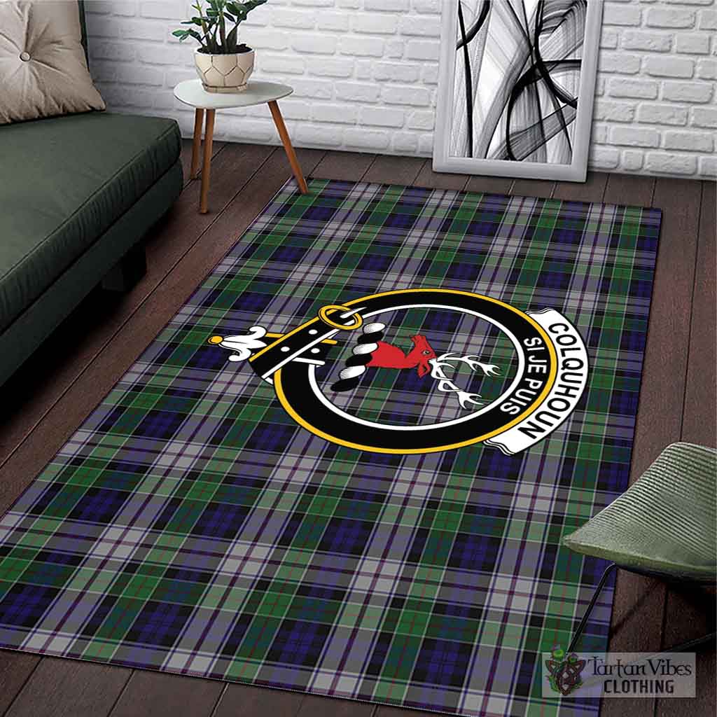 Tartan Vibes Clothing Colquhoun Dress Tartan Area Rug with Family Crest