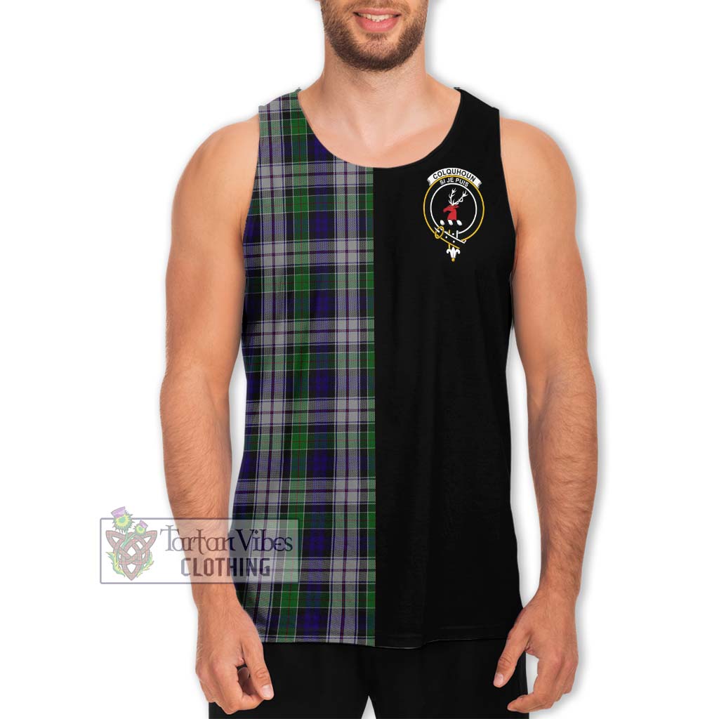 Tartan Vibes Clothing Colquhoun Dress Tartan Men's Tank Top with Family Crest and Half Of Me Style