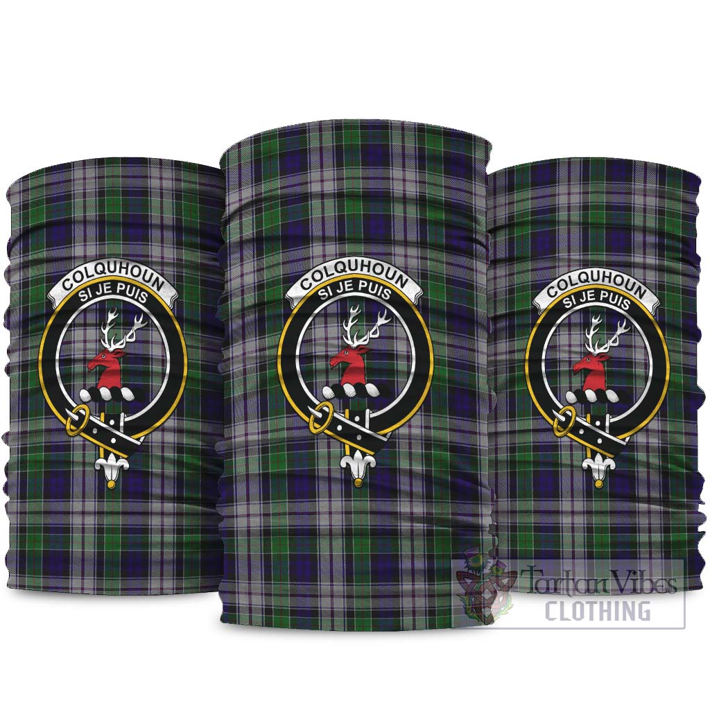 Colquhoun Dress Tartan Neck Gaiters, Tartan Bandanas, Tartan Head Band with Family Crest