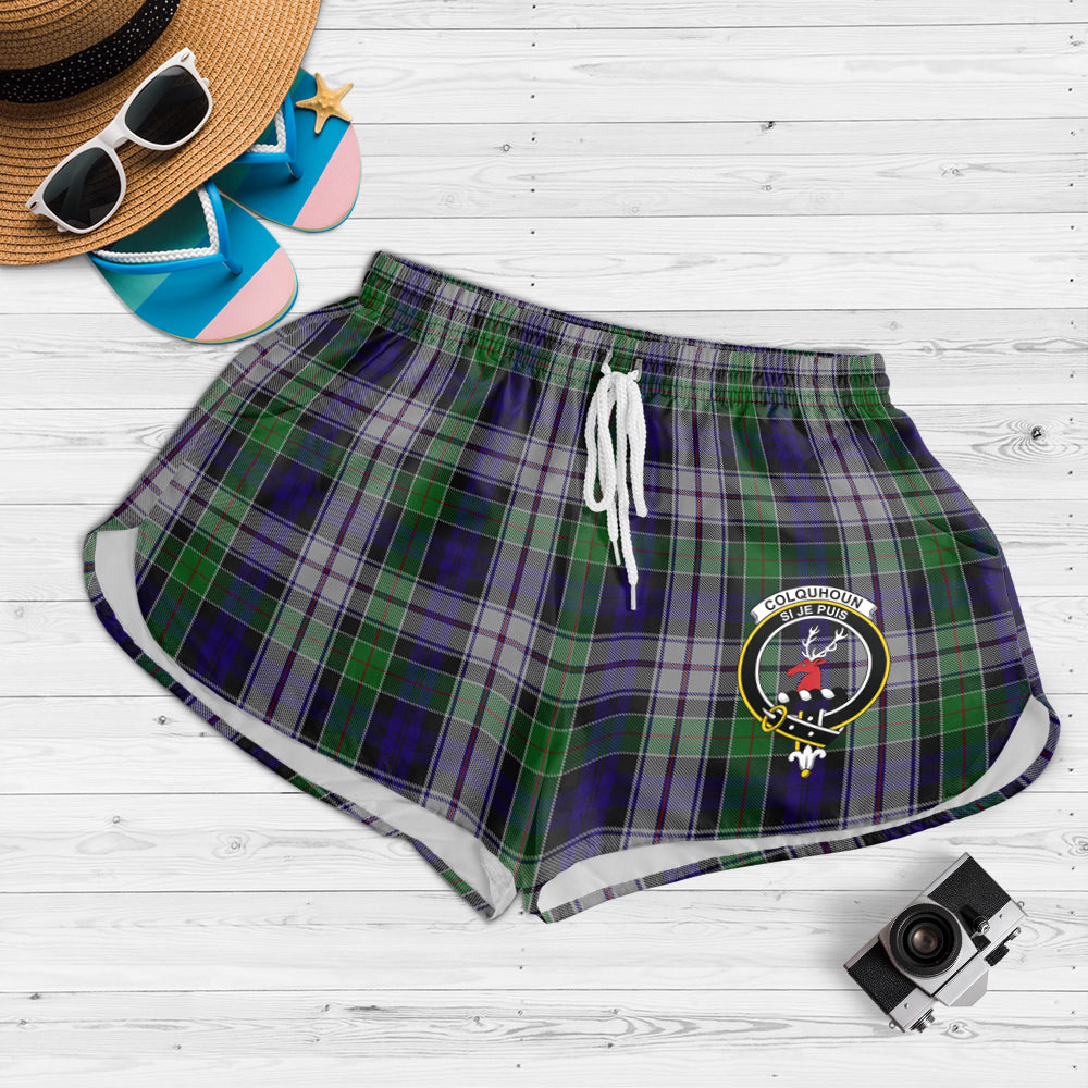 colquhoun-dress-tartan-womens-shorts-with-family-crest