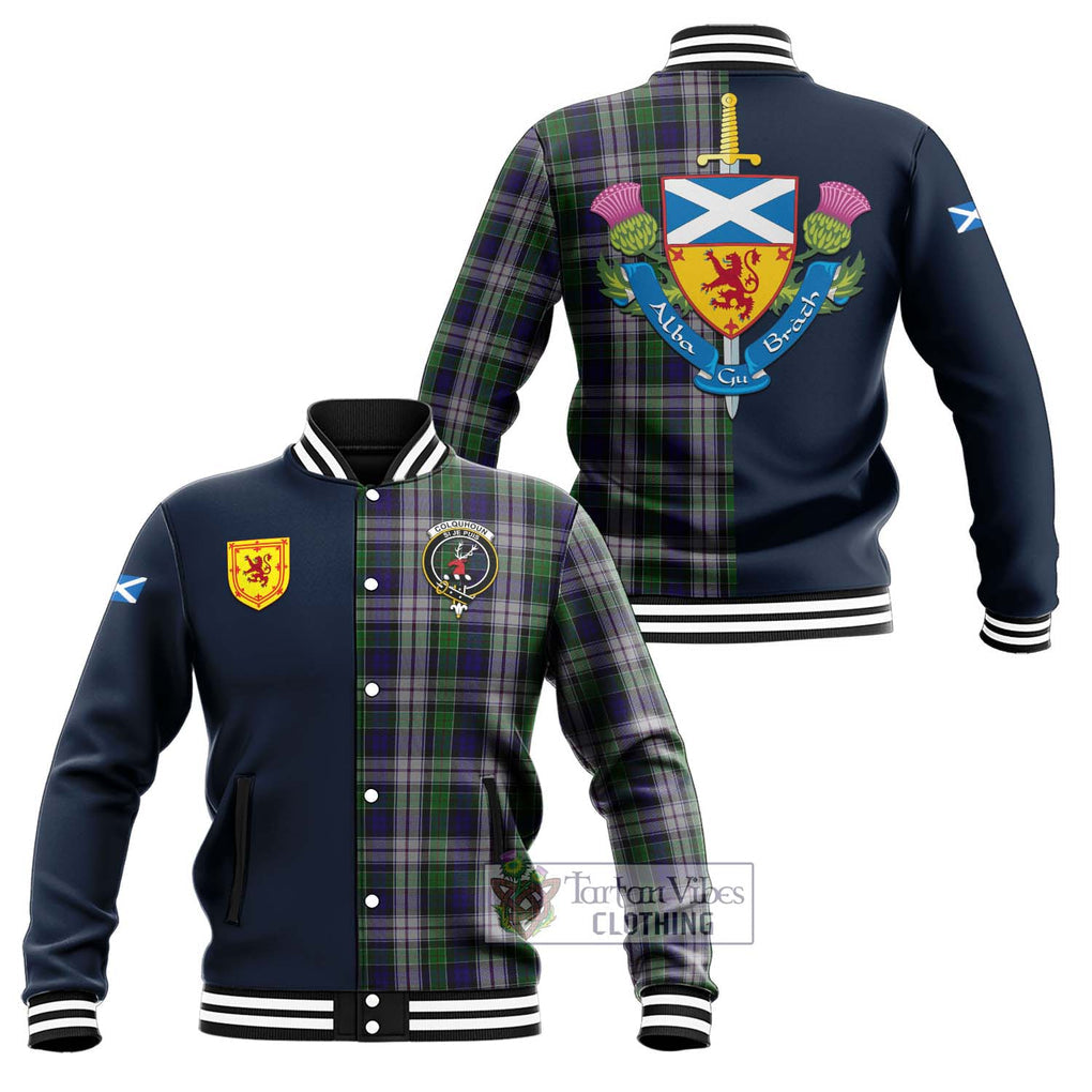 Tartan Vibes Clothing Colquhoun Dress Tartan Baseball Jacket with Scottish Lion Royal Arm Half Style