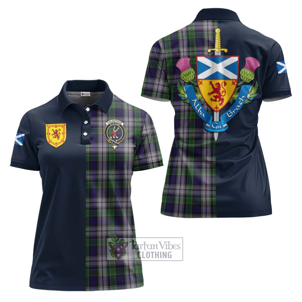 Tartan Vibes Clothing Colquhoun Dress Tartan Women's Polo Shirt with Scottish Lion Royal Arm Half Style