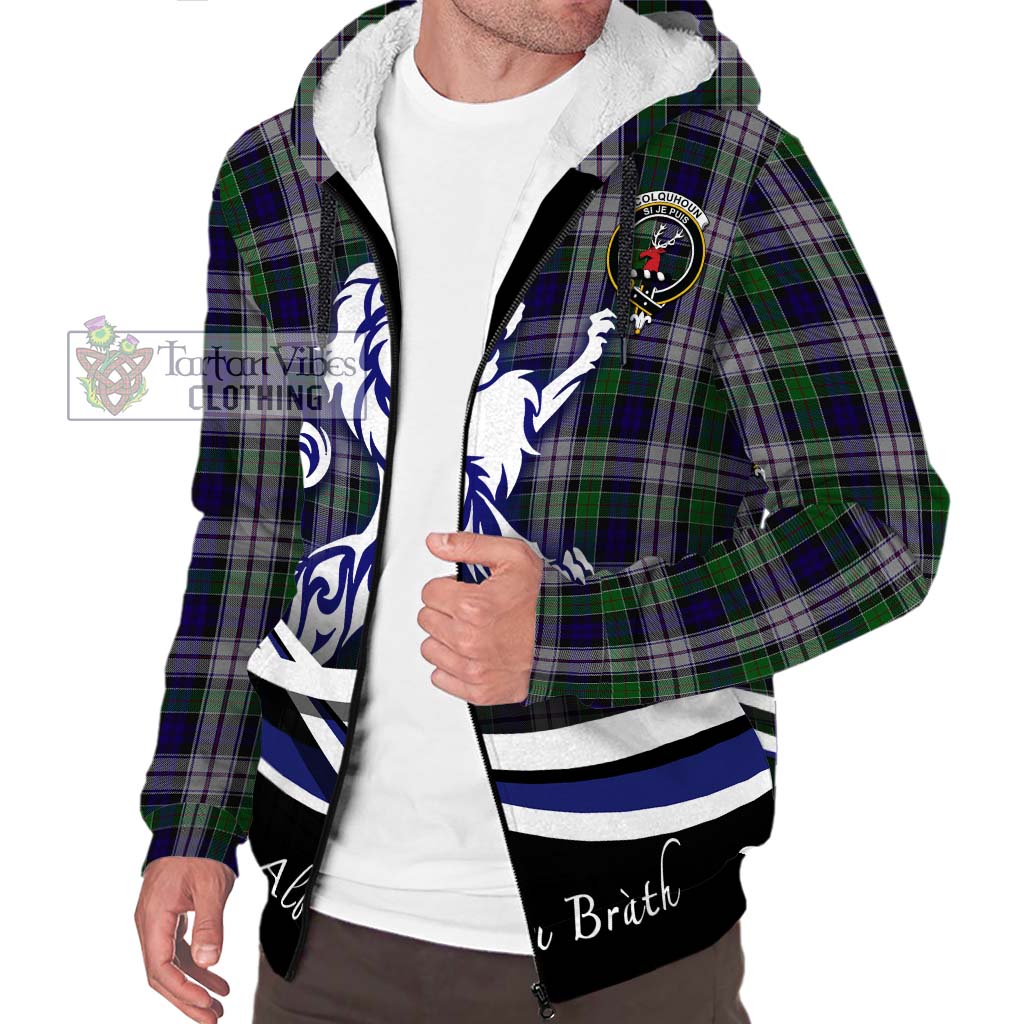 Tartan Vibes Clothing Colquhoun Dress Tartan Sherpa Hoodie with Alba Gu Brath Regal Lion Emblem