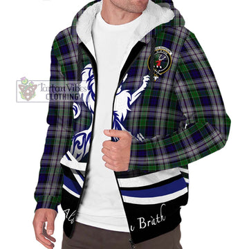 Colquhoun Dress Tartan Sherpa Hoodie with Alba Gu Brath Regal Lion Emblem