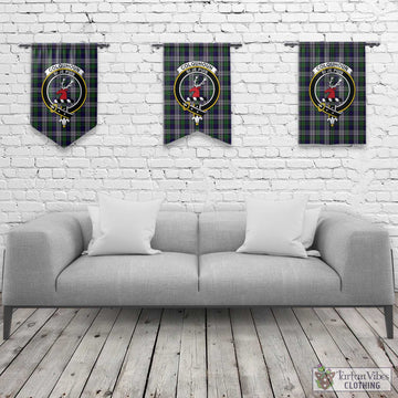 Colquhoun Dress Tartan Gonfalon, Tartan Banner with Family Crest