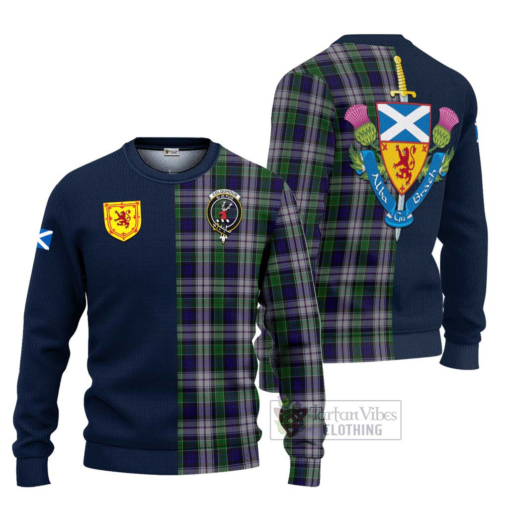 Tartan Vibes Clothing Colquhoun Dress Tartan Knitted Sweater with Scottish Lion Royal Arm Half Style