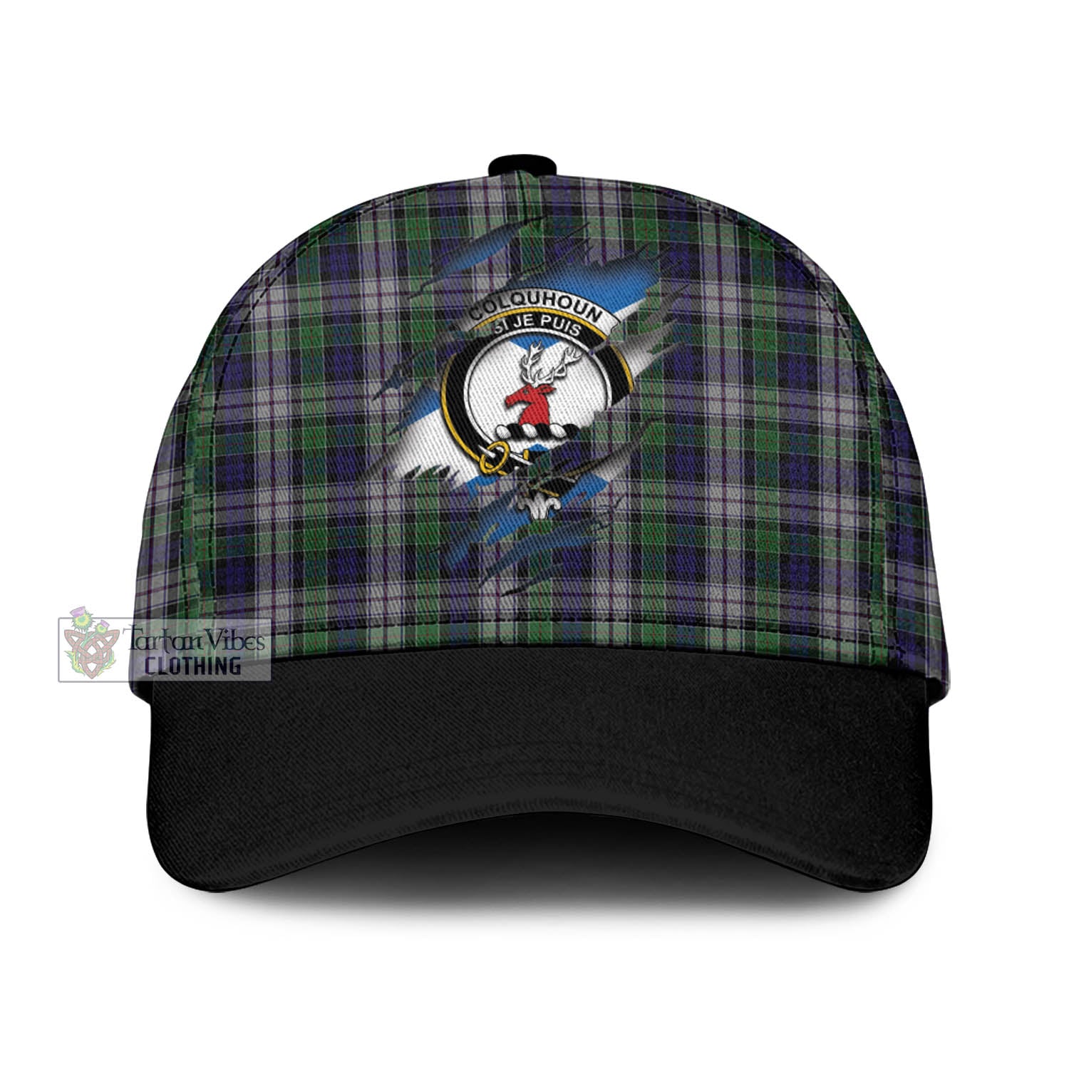 Tartan Vibes Clothing Colquhoun Dress Tartan Classic Cap with Family Crest In Me Style