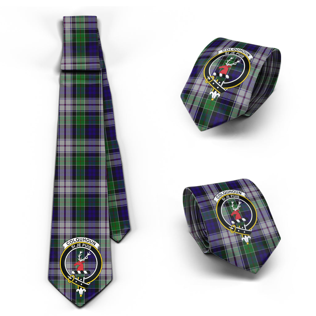 Colquhoun Dress Tartan Classic Necktie with Family Crest Necktie One Size - Tartan Vibes Clothing