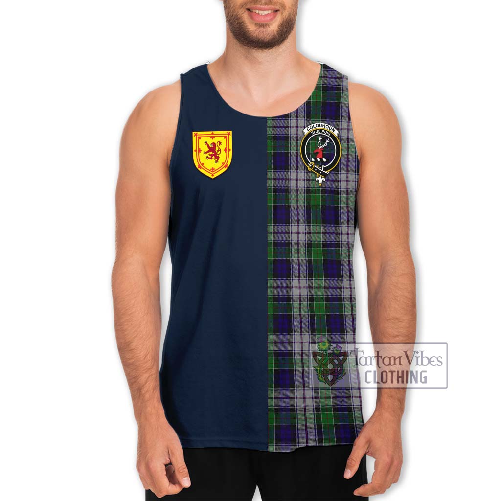 Tartan Vibes Clothing Colquhoun Dress Tartan Men's Tank Top with Scottish Lion Royal Arm Half Style