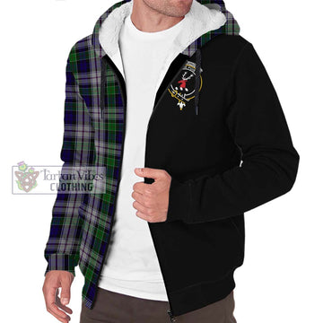 Colquhoun Dress Tartan Sherpa Hoodie with Family Crest and Half Of Me Style