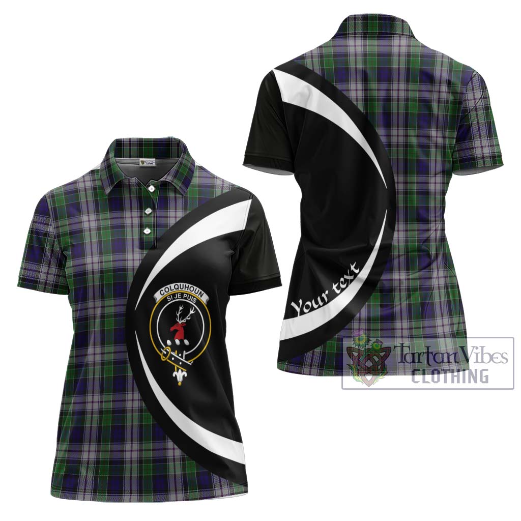 Colquhoun Dress Tartan Women's Polo Shirt with Family Crest Circle Style Women - Tartan Vibes Clothing