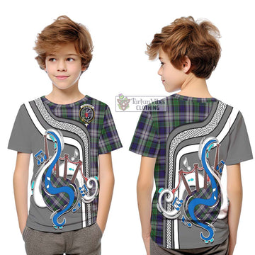 Colquhoun Dress Tartan Kid T-Shirt with Epic Bagpipe Style