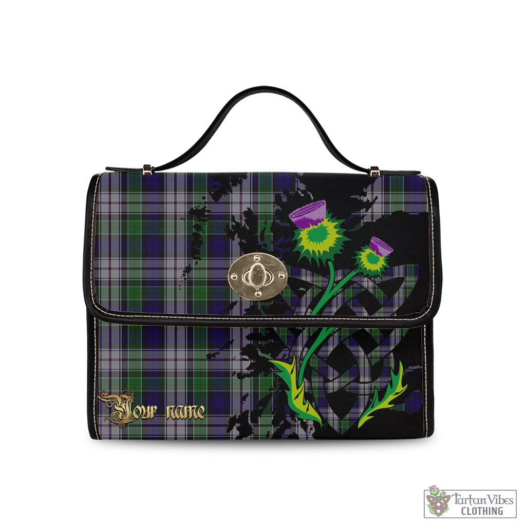 Tartan Vibes Clothing Colquhoun Dress Tartan Waterproof Canvas Bag with Scotland Map and Thistle Celtic Accents