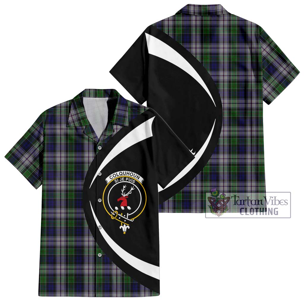 Colquhoun Dress Tartan Short Sleeve Button Up with Family Crest Circle Style Kid - Tartan Vibes Clothing