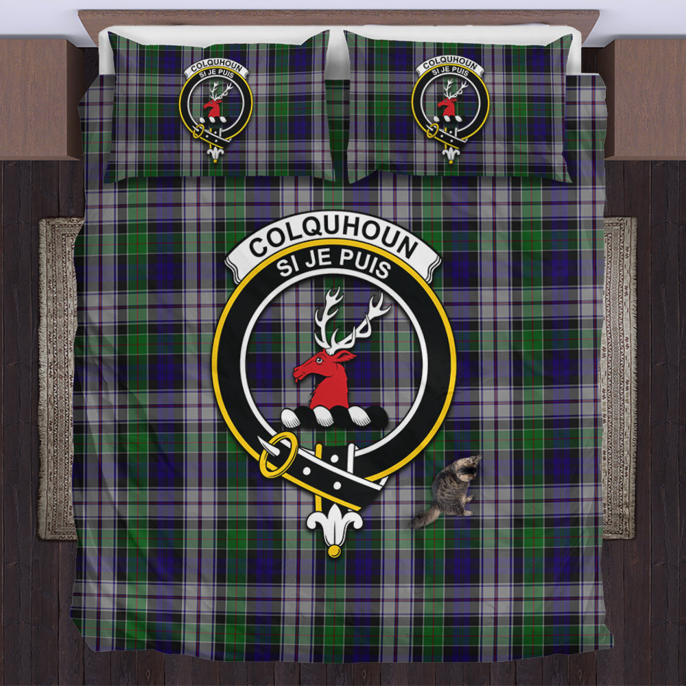 colquhoun-dress-tartan-bedding-set-with-family-crest