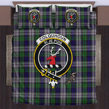 Colquhoun Dress Tartan Bedding Set with Family Crest