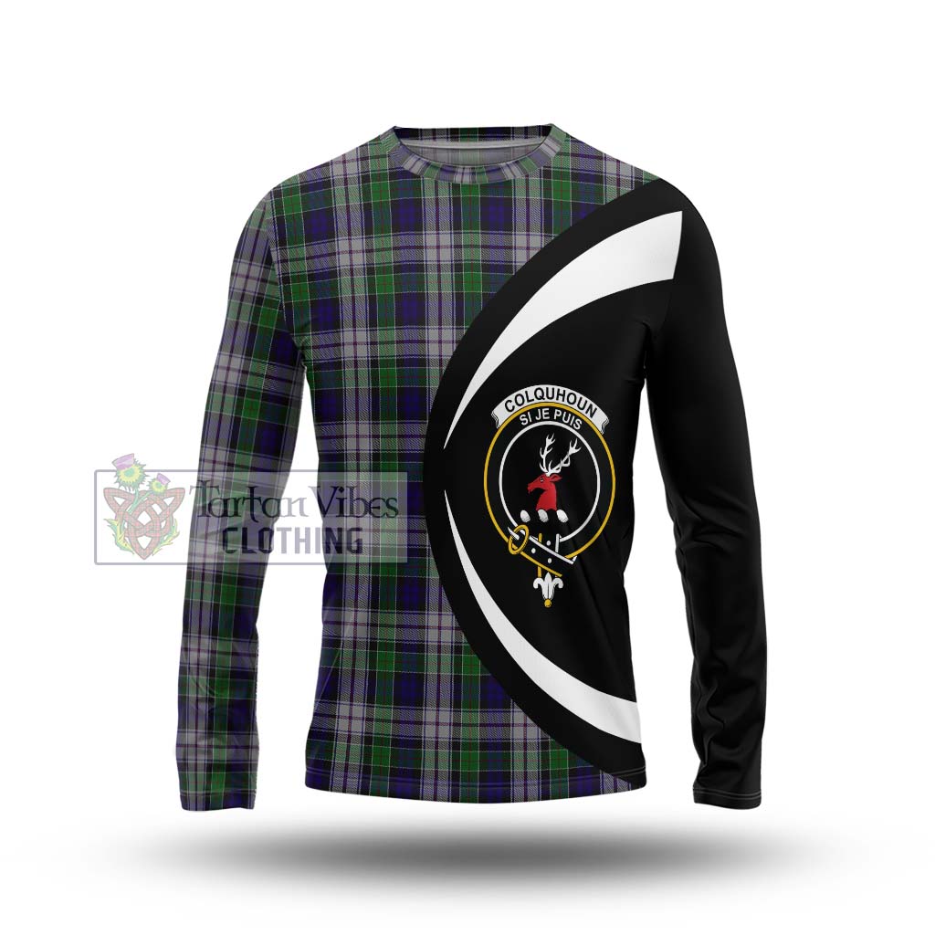 Colquhoun Dress Tartan Long Sleeve T-Shirt with Family Crest Circle Style Unisex - Tartan Vibes Clothing