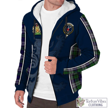 Colquhoun Dress Tartan Sherpa Hoodie with Family Crest and Lion Rampant Vibes Sport Style