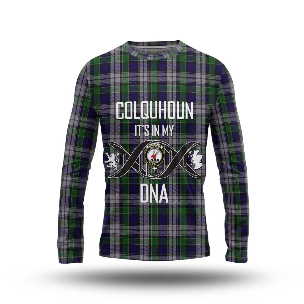 Tartan Vibes Clothing Colquhoun Dress Tartan Long Sleeve T-Shirt with Family Crest DNA In Me Style