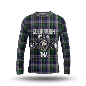 Colquhoun Dress Tartan Long Sleeve T-Shirt with Family Crest DNA In Me Style