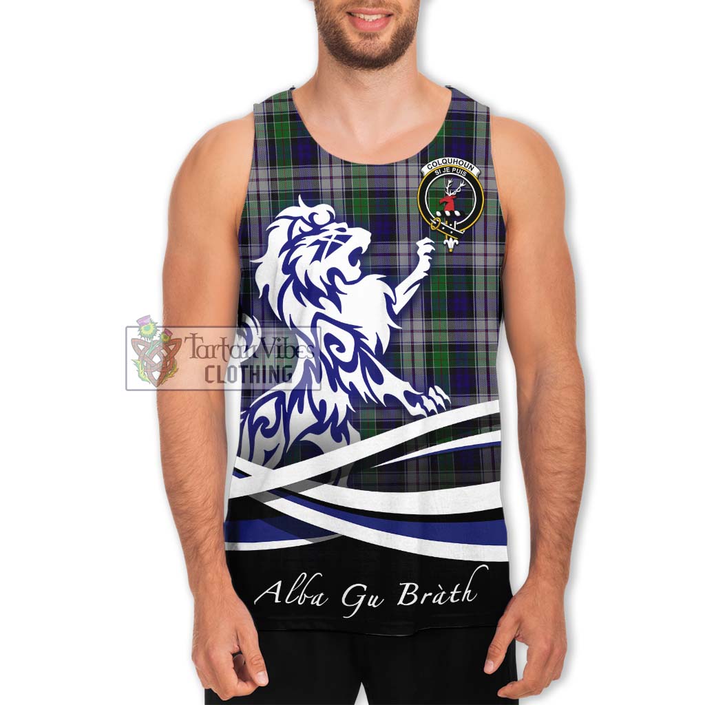 Tartan Vibes Clothing Colquhoun Dress Tartan Men's Tank Top with Alba Gu Brath Regal Lion Emblem