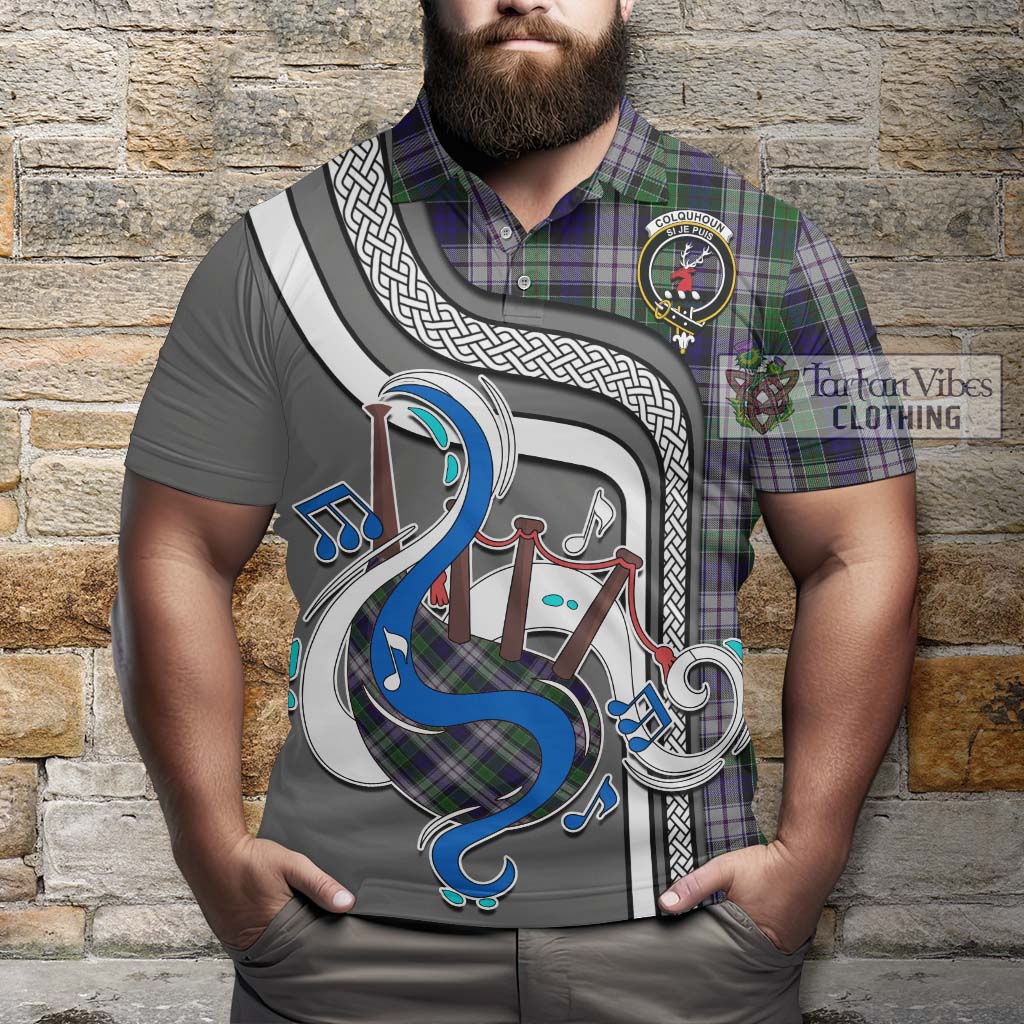 Tartan Vibes Clothing Colquhoun Dress Tartan Polo Shirt with Epic Bagpipe Style