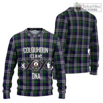 Colquhoun Dress Tartan Knitted Sweater with Family Crest DNA In Me Style