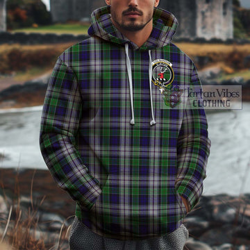 Colquhoun Dress Tartan Cotton Hoodie with Family Crest