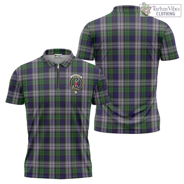 Colquhoun Dress Tartan Zipper Polo Shirt with Family Crest