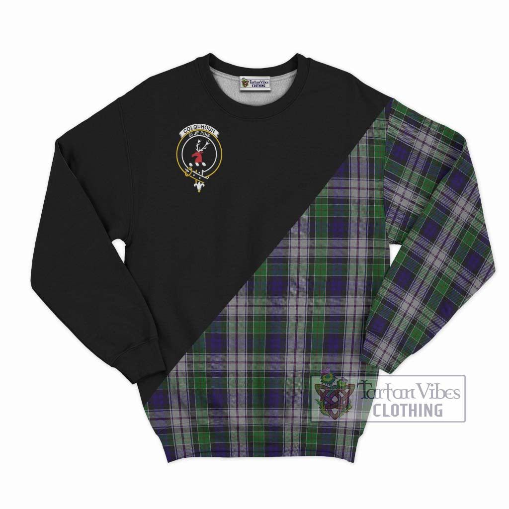 Tartan Vibes Clothing Colquhoun Dress Tartan Sweatshirt with Family Crest and Military Logo Style