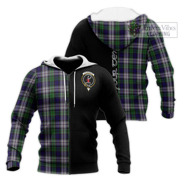 Colquhoun Dress Tartan Knitted Hoodie with Family Crest and Half Of Me Style