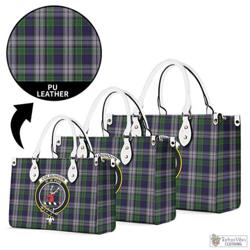 Colquhoun Dress Tartan Luxury Leather Handbags with Family Crest