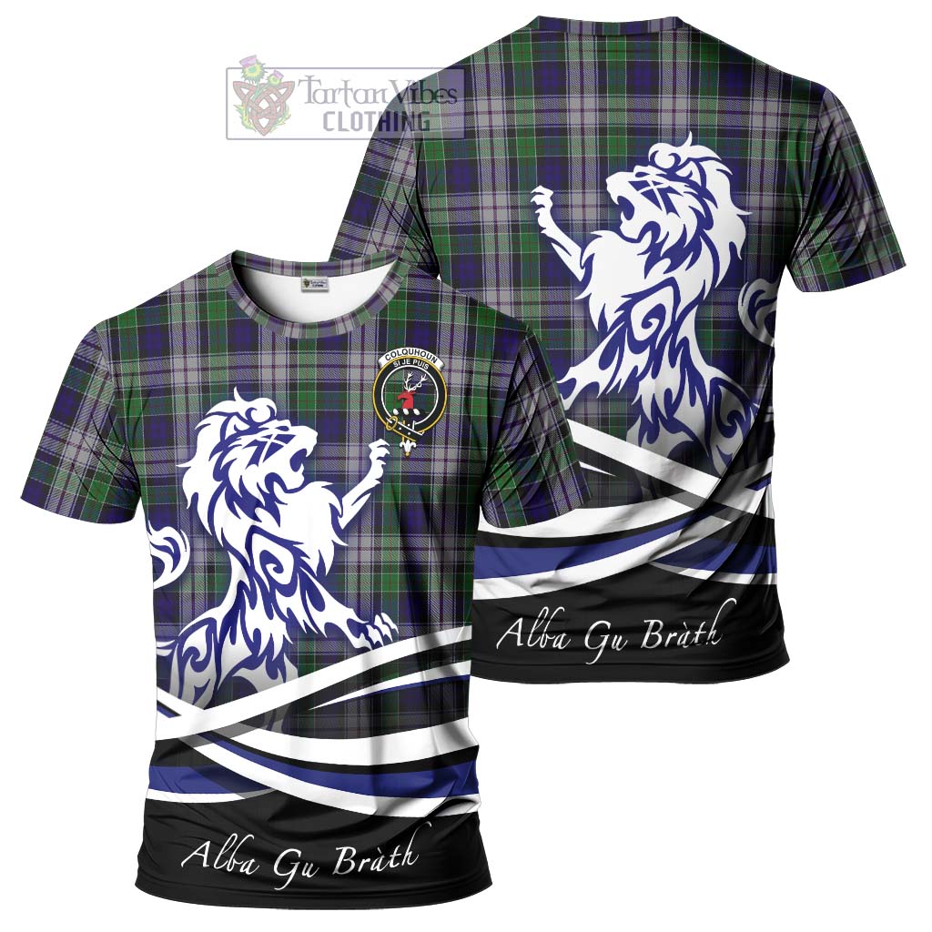 Tartan Vibes Clothing Colquhoun Dress Tartan Cotton T-shirt with Alba Gu Brath Regal Lion Emblem