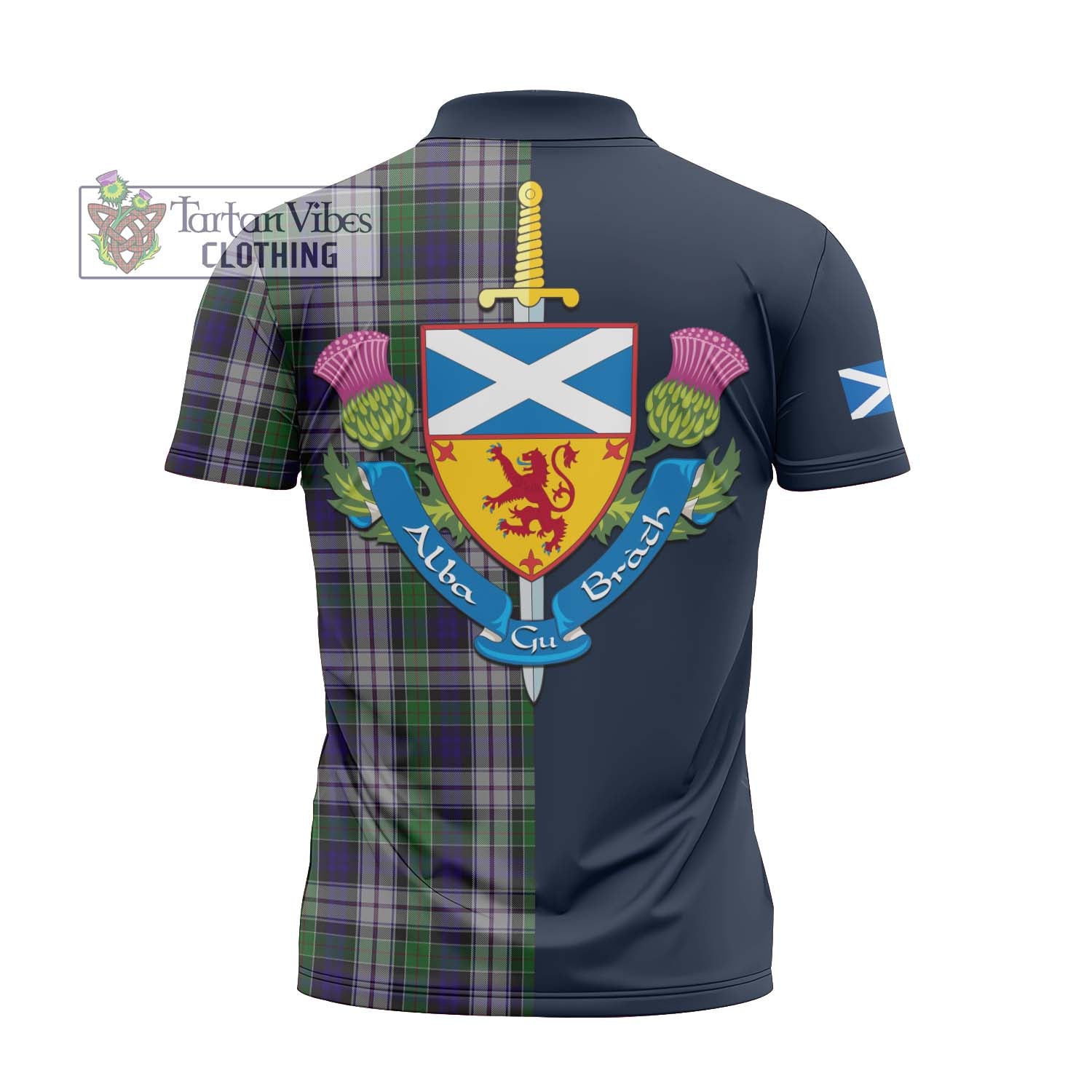 Tartan Vibes Clothing Colquhoun Dress Tartan Zipper Polo Shirt with Scottish Lion Royal Arm Half Style